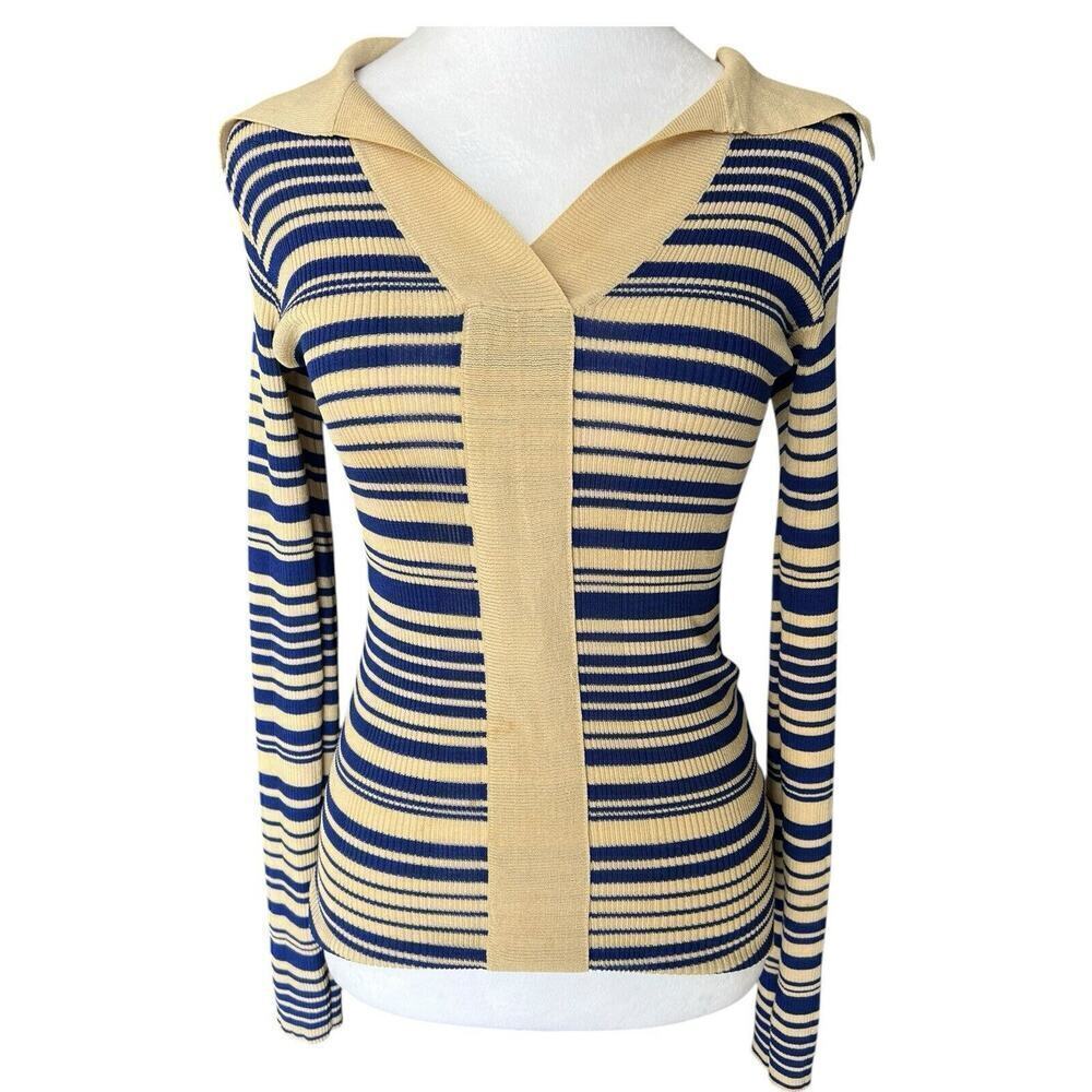 REMAIN Birger Christensen Joy Stripe Sweater In Total Eclipse Comb Size 0 XS